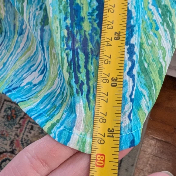 β¨ Elegant Blue and Green Midi Skirt - Picture 6 of 6